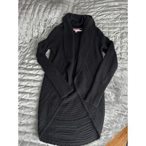lilly pulitzer 100% cashmere black shawl-collar ribbed wrap cardigan S